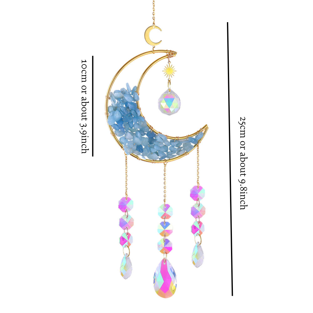 Moon Crystal Suncatcher with Natural Gemstones