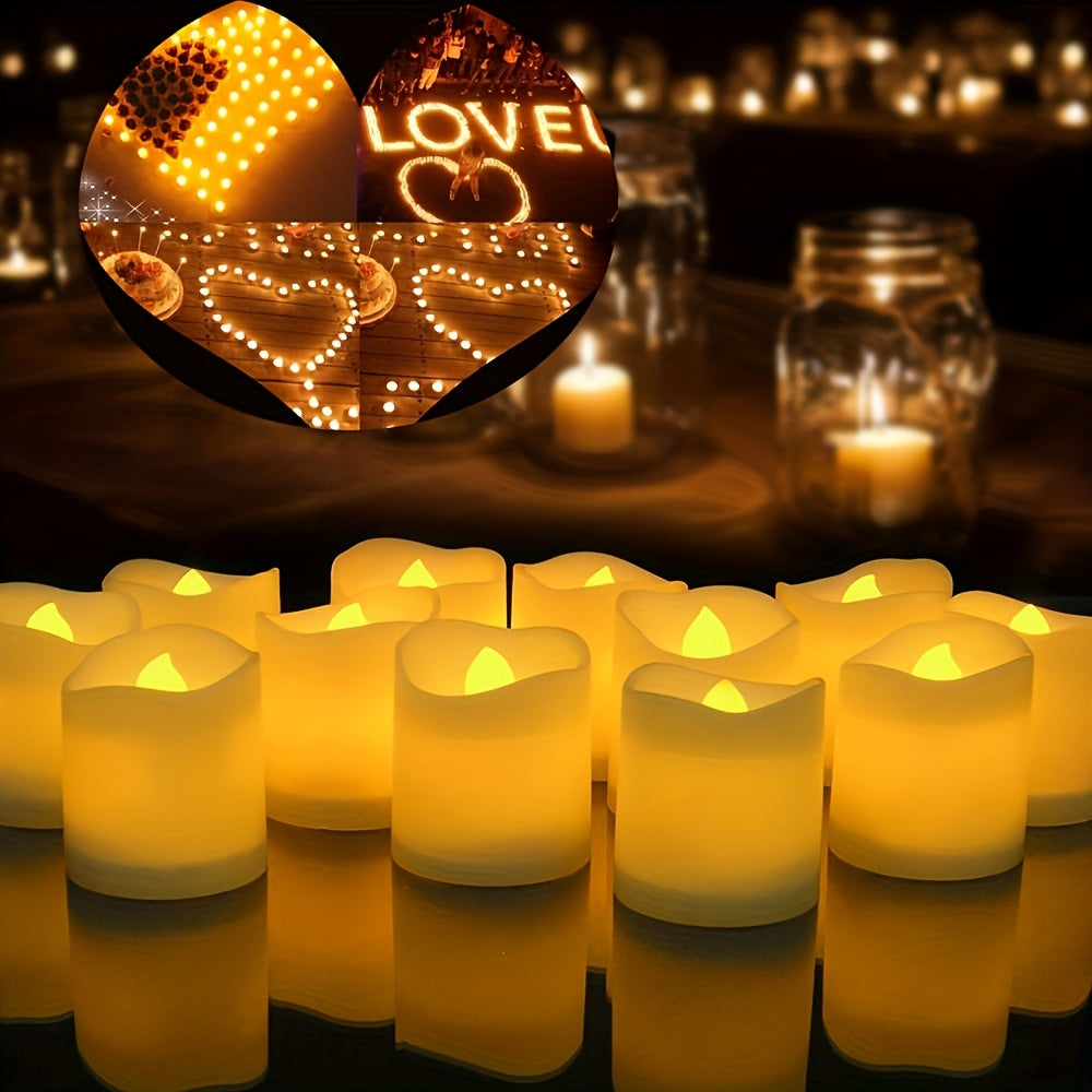 Flameless LED Tealights - Battery-Operated Flickering Candles for Weddings and Events