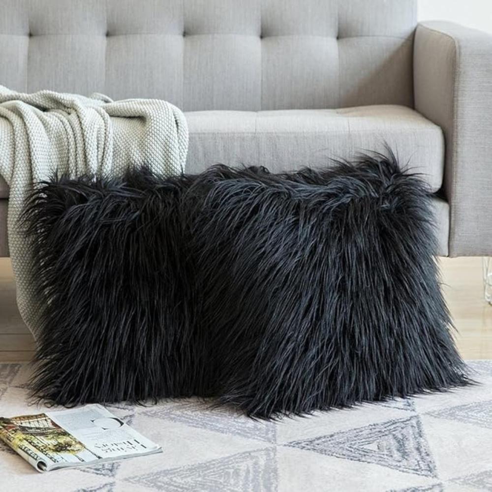 Furry Chic Cotton Cushion Cover 17x7 Inch