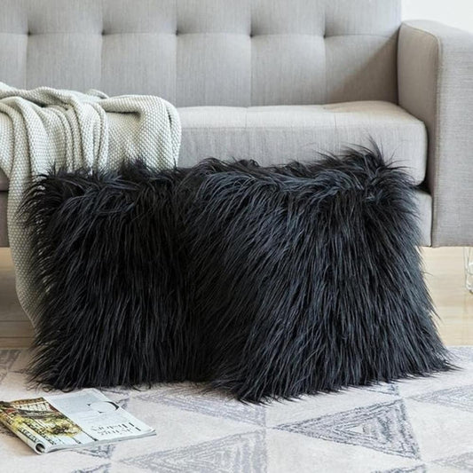 Furry Chic Cotton Cushion Cover 17x7 Inch