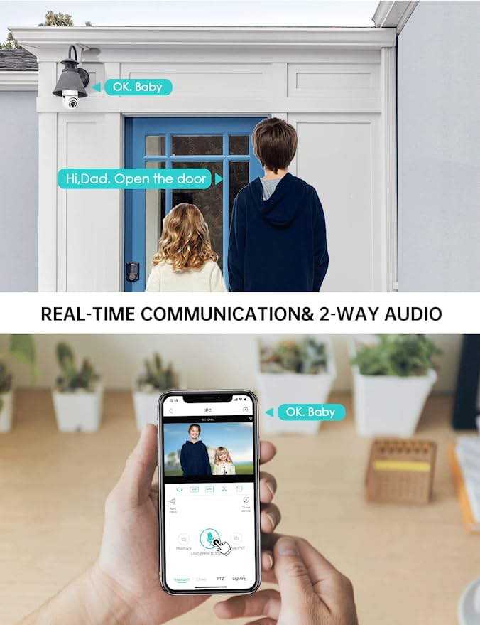 Light Bulb Security Camera with 360° Motion Tracking and Night Vision
