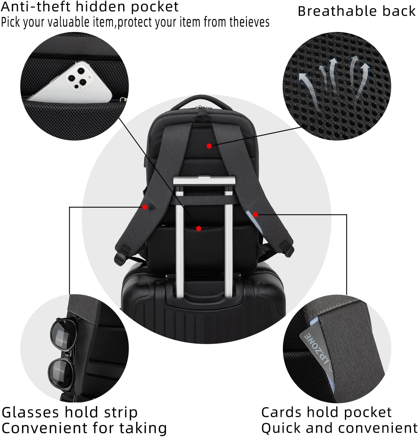 Water-Resistant Laptop Backpack with USB Port and Anti-Theft Design