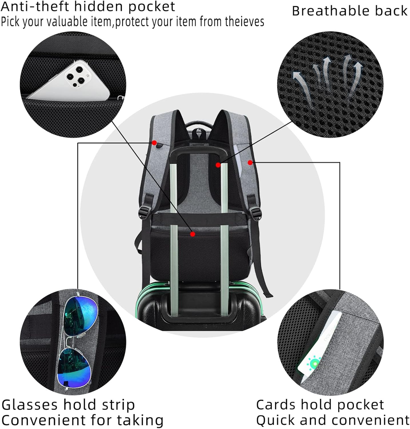 Water-Resistant Laptop Backpack with USB Port and Anti-Theft Design