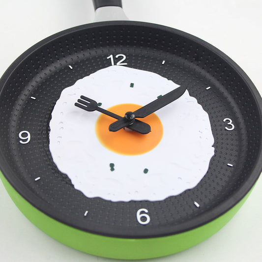 Cartoon Egg Frying Pan Wall Clock