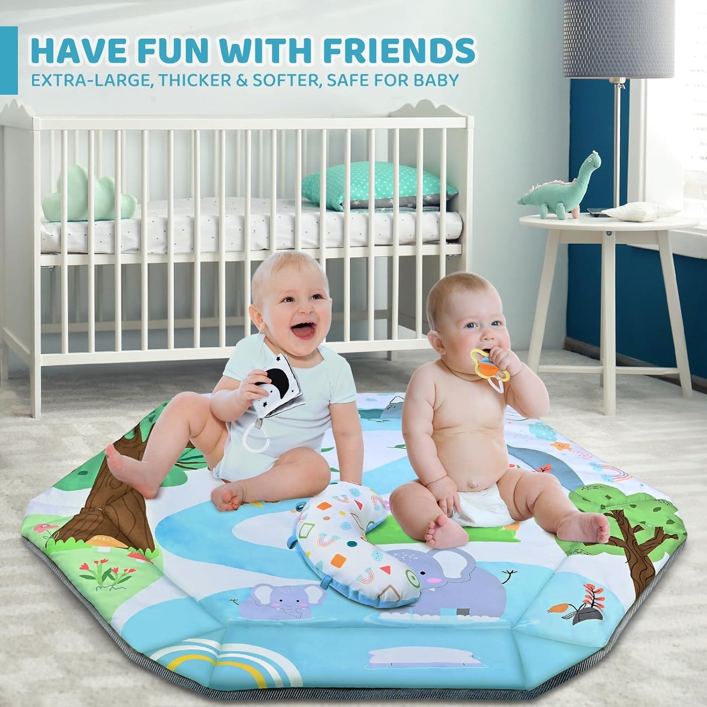Multifunctional Baby Play Mat with Toy Arches and Detachable Toys