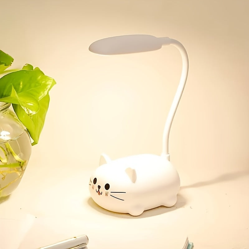 Adjustable USB Rechargeable Cartoon Cat LED Desk Lamp