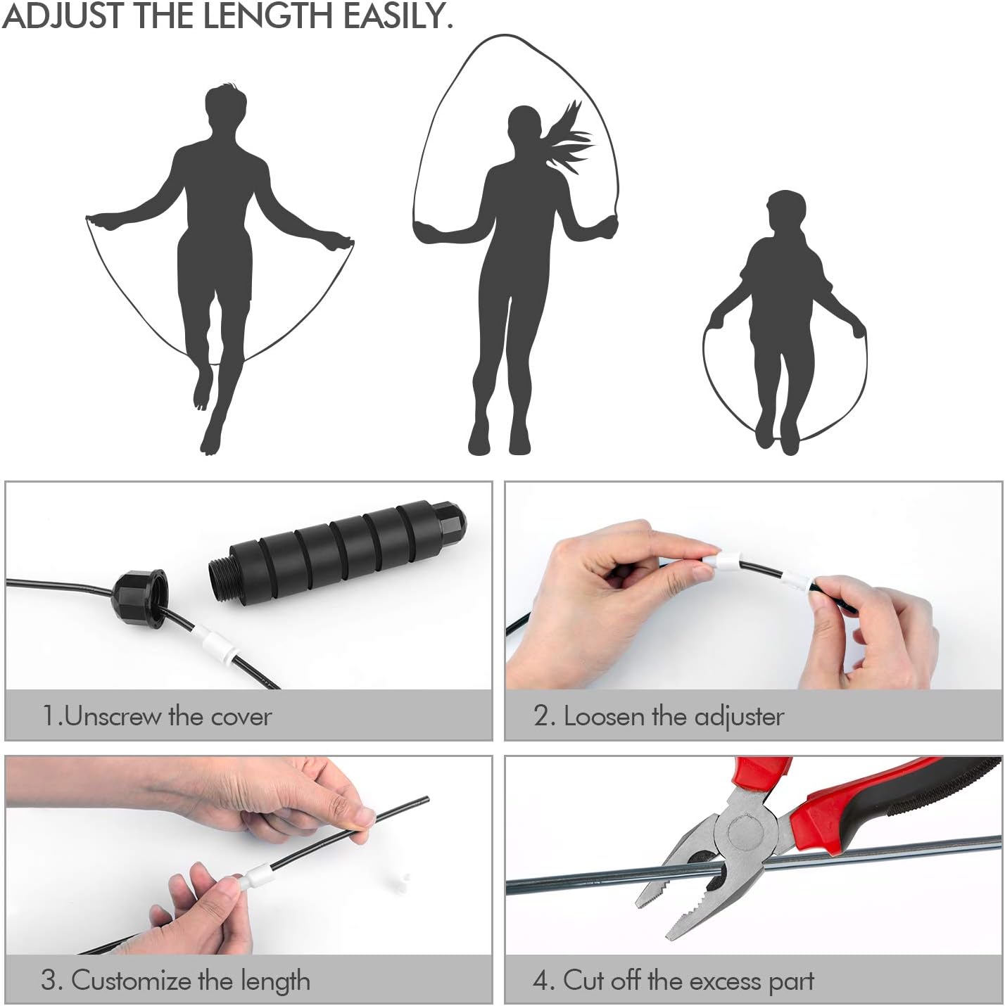 Adjustable Speed Jump Rope with Steel Cable and Foam Handles