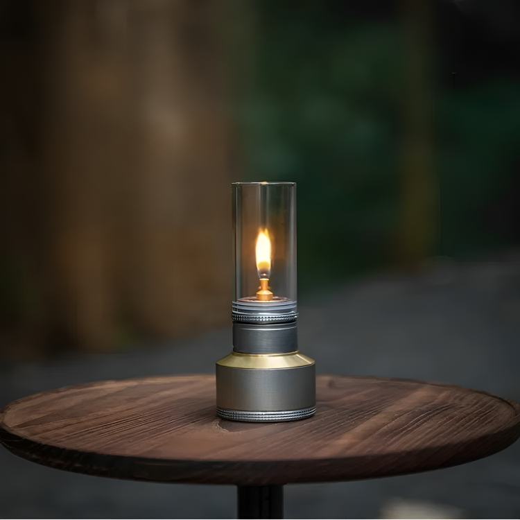Portable Aluminum Butane Camping Lantern with Adjustable Flame