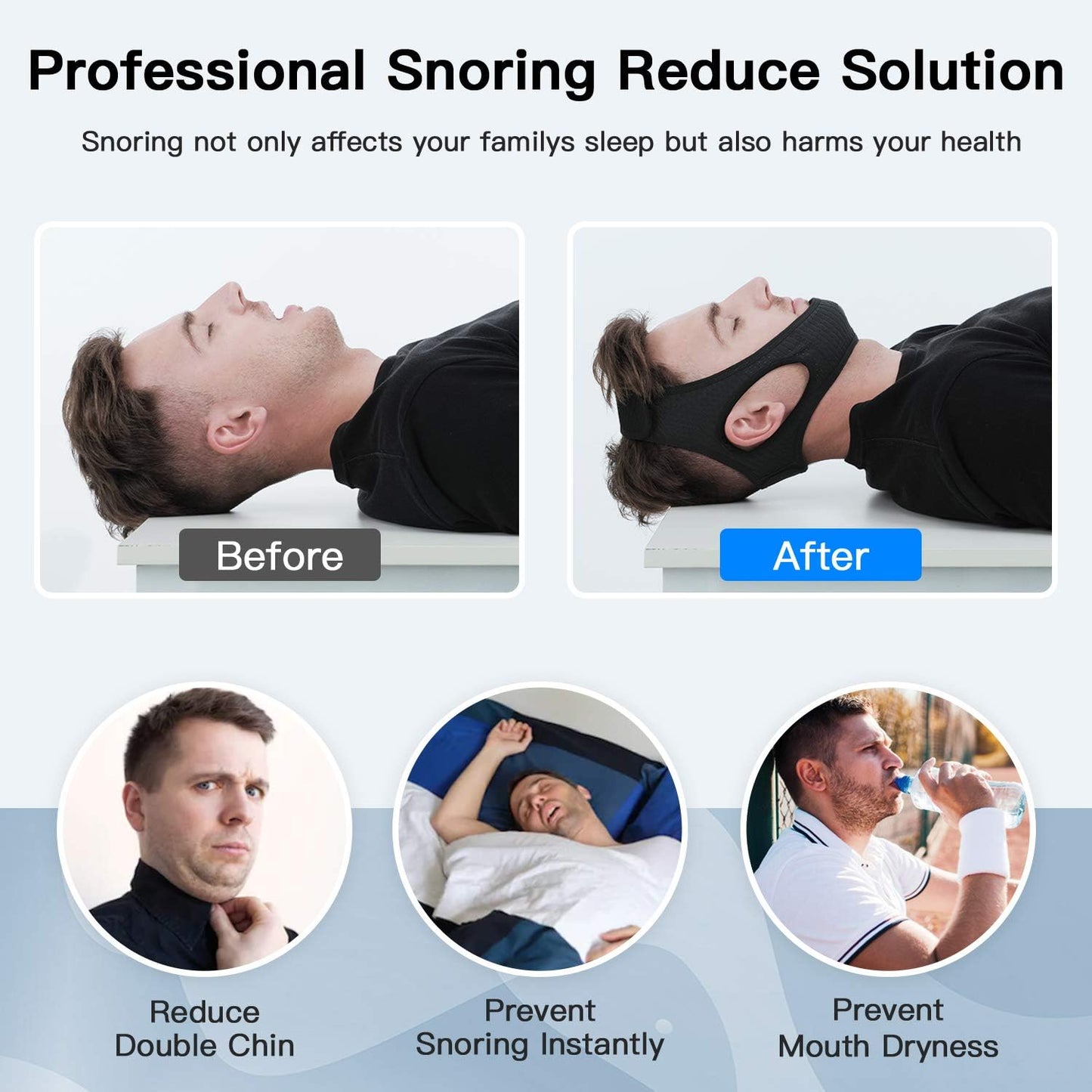 Adjustable Anti-Snoring Chin Strap for Sleep Apnea