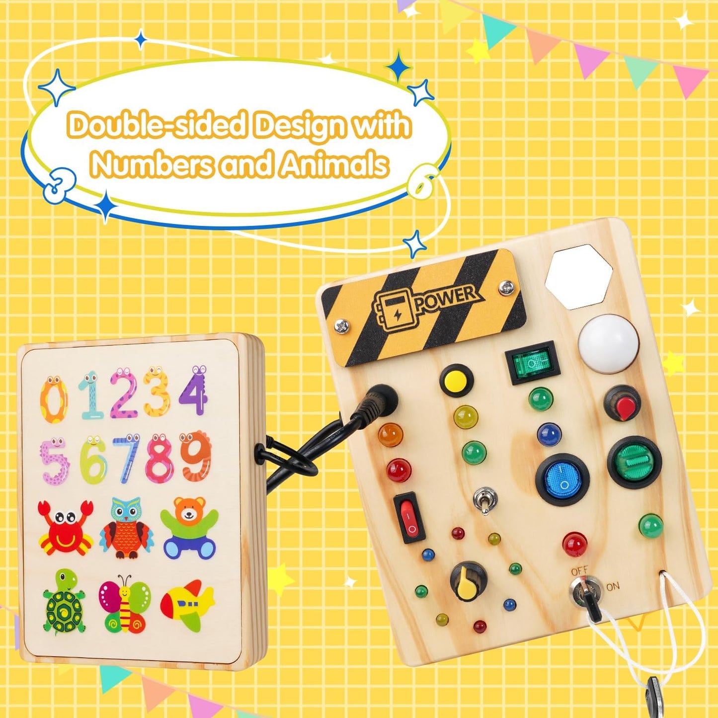 Montessori Toddler Pinboard with 27 LED Lights - Educational Toy for Ages 1-6