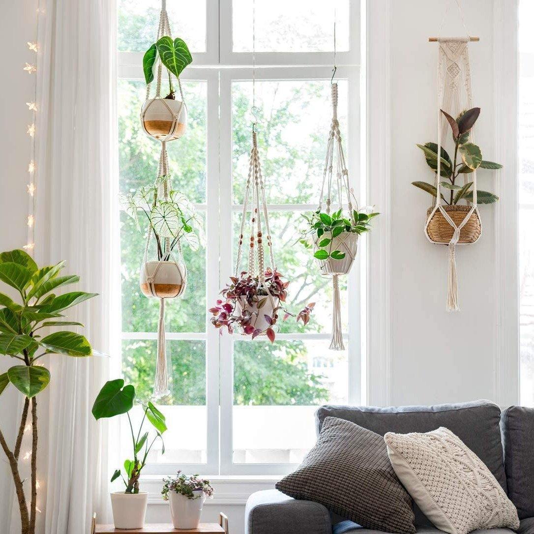 Handmade Boho Macrame Plant Hanger Set - 4 Pieces