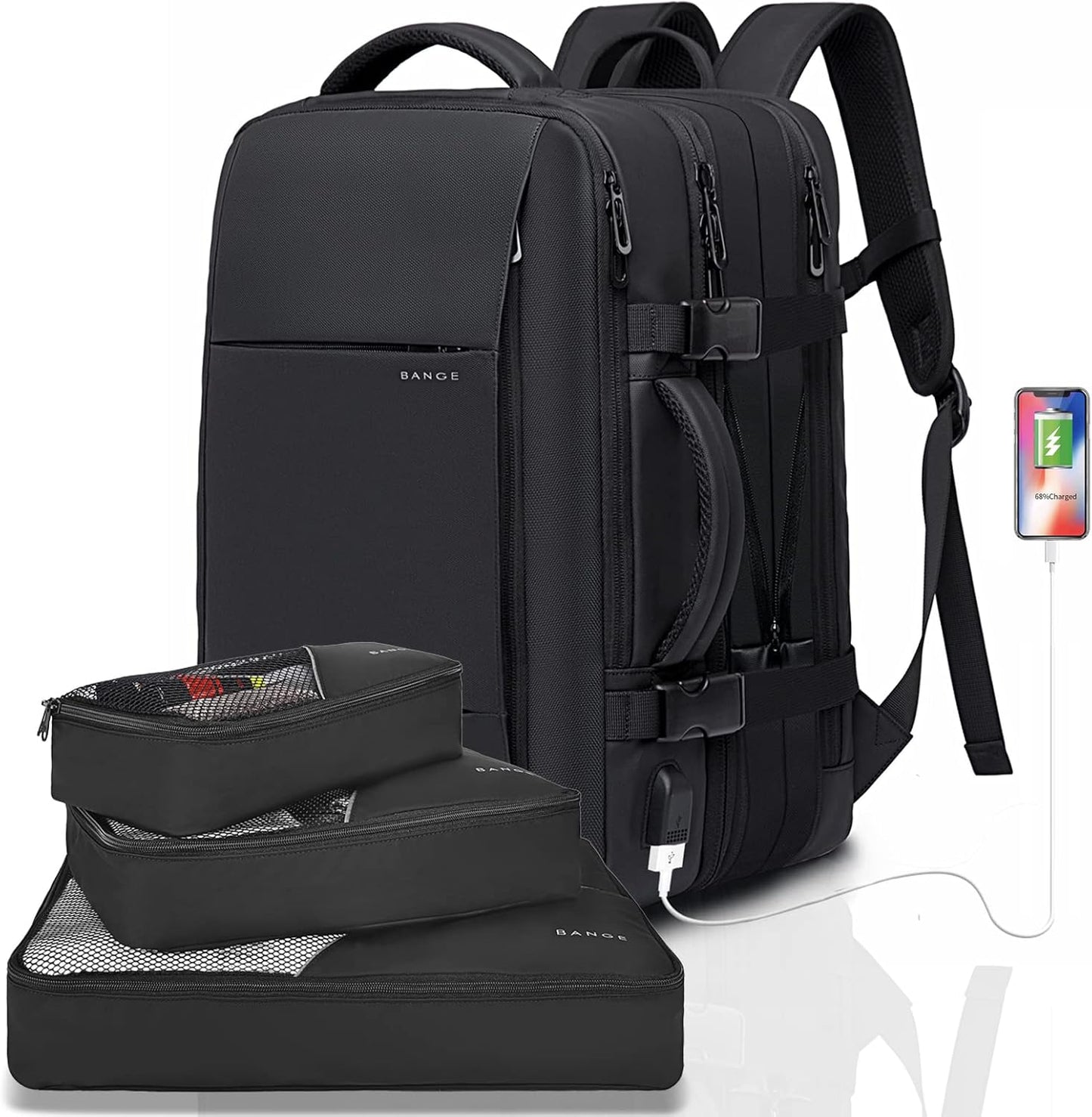 Expandable Waterproof Travel Backpack 26-45L with Laptop Sleeve and Duffle Carry