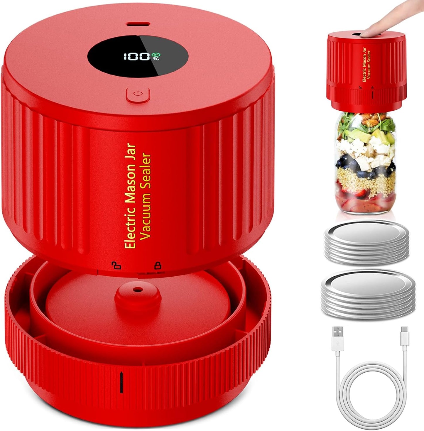 Electric Vacuum Sealer for Mason Jars - Quick Food Preservation