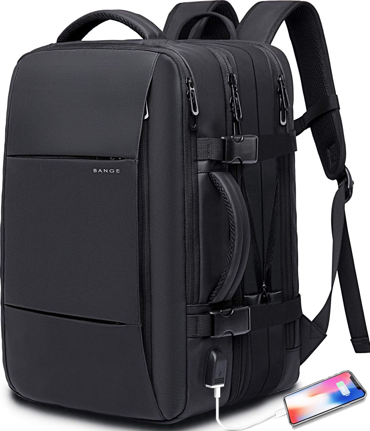 Expandable Waterproof Travel Backpack 26-45L with Laptop Sleeve and Duffle Carry