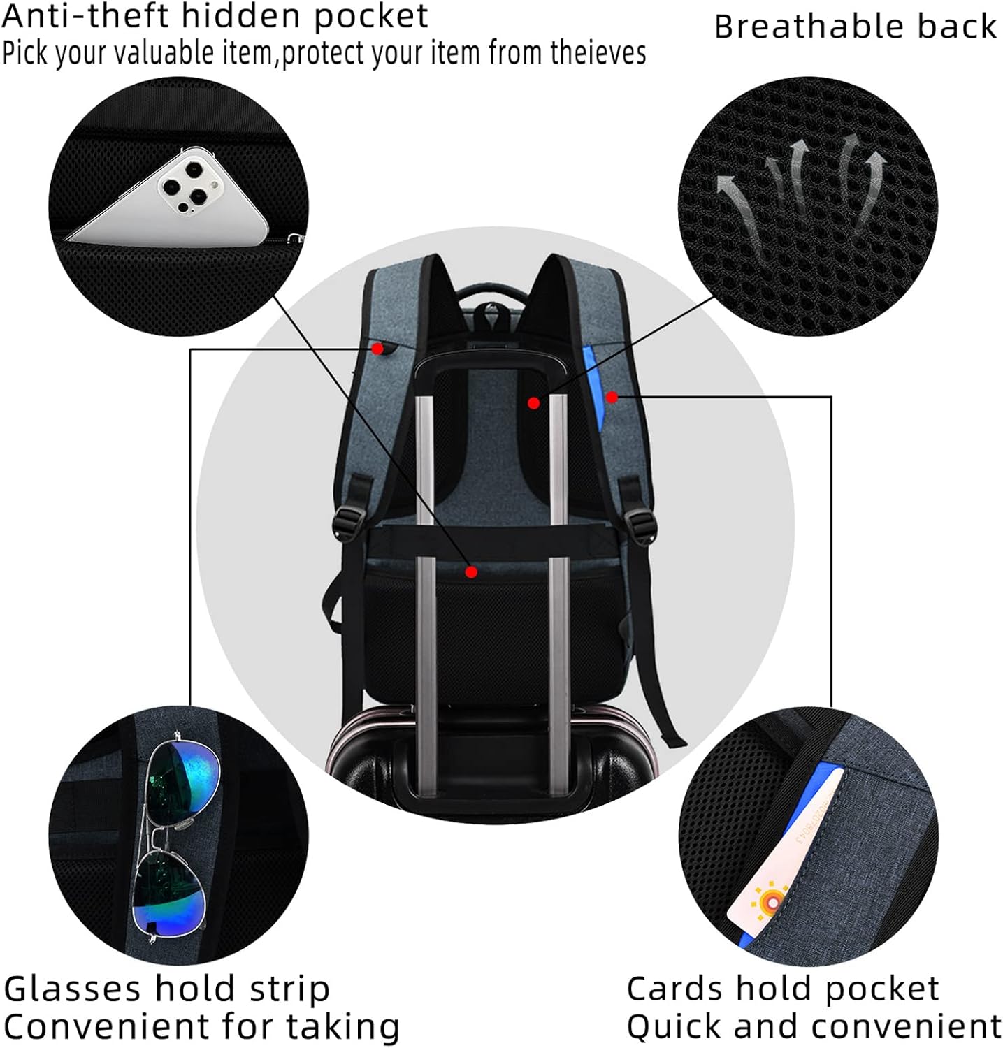 Water-Resistant Laptop Backpack with USB Port and Anti-Theft Design