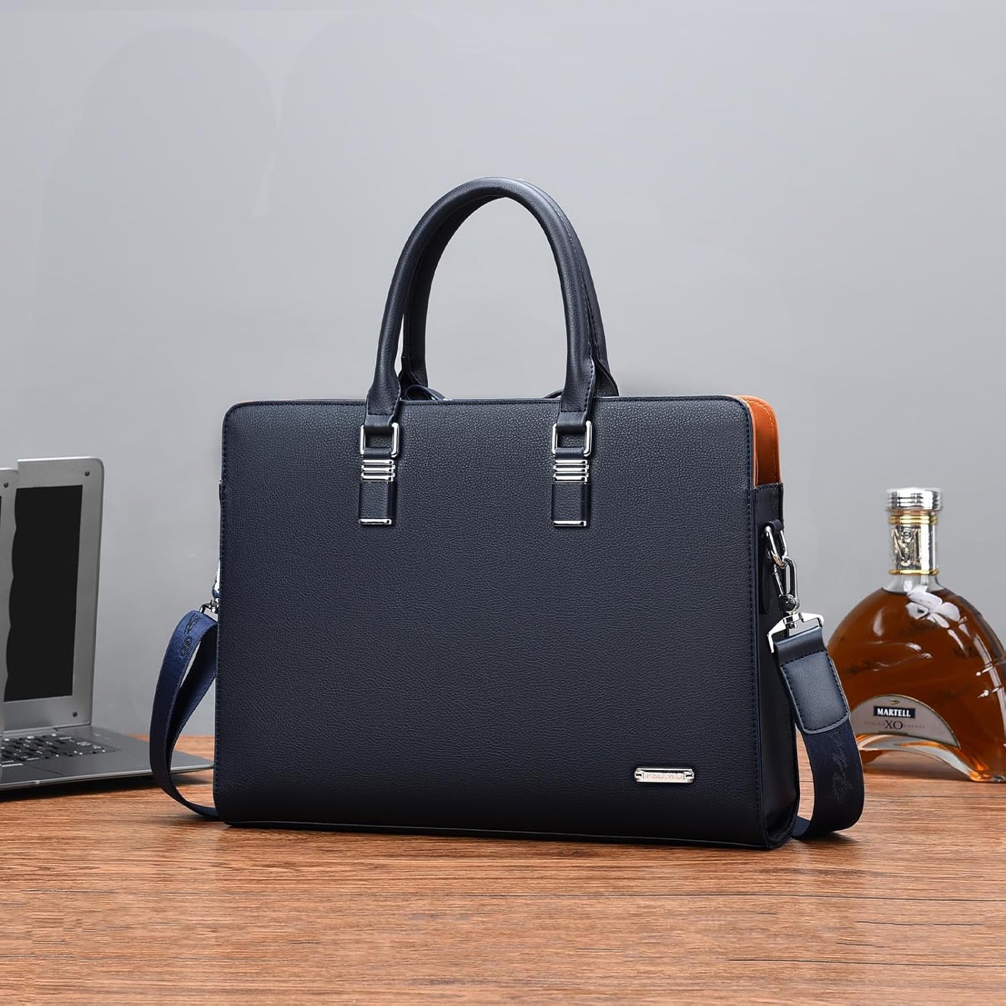 Genuine Leather Multi-Compartment Briefcase for Laptops up to 15.6 Inches