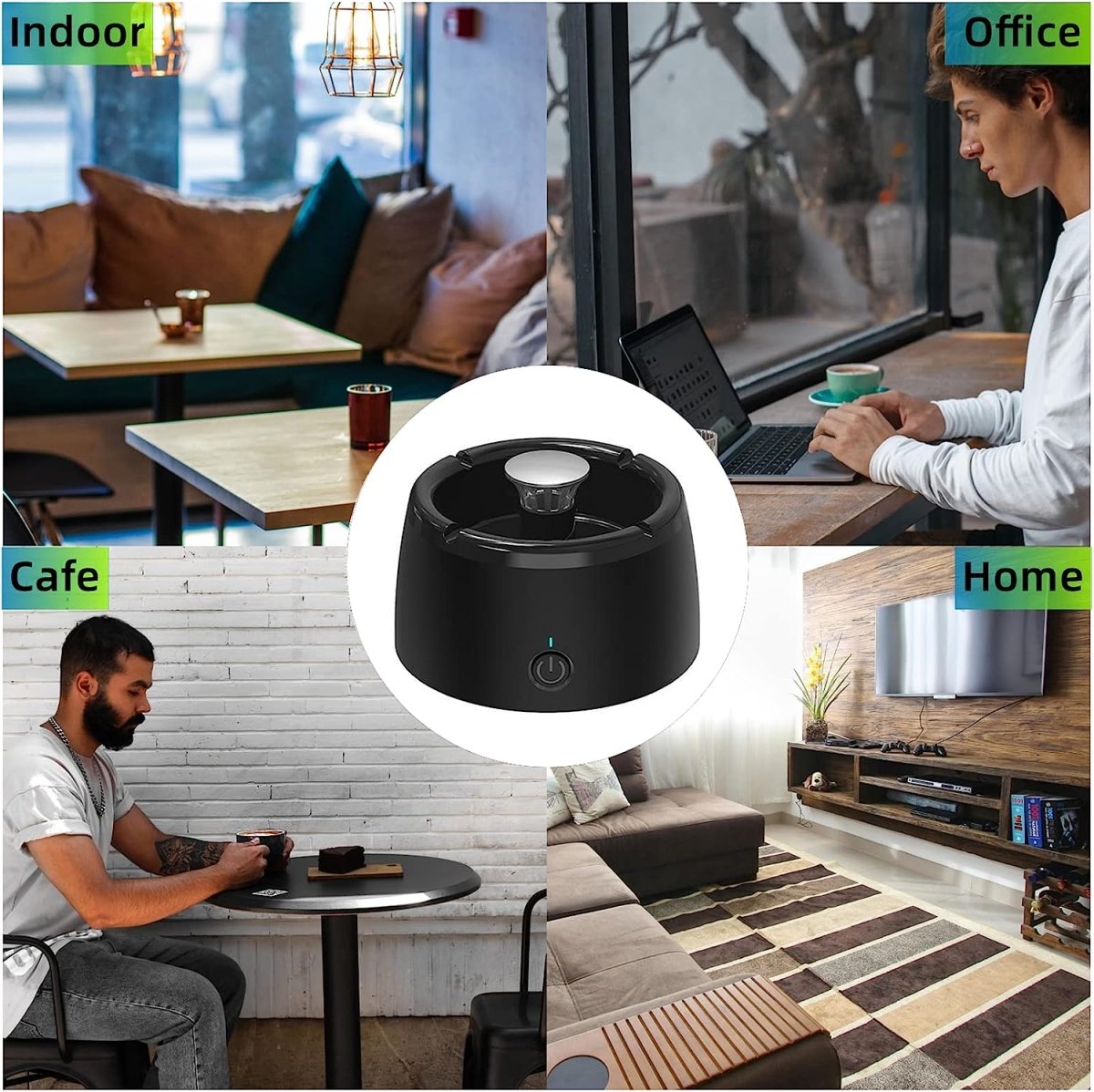 Odorless Portable Smoke-Free Ashtray with Scent Filter