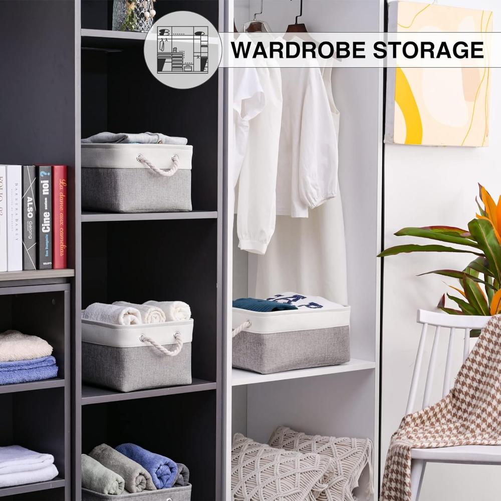 Foldable Cotton Linen Storage Basket with Rope Handles