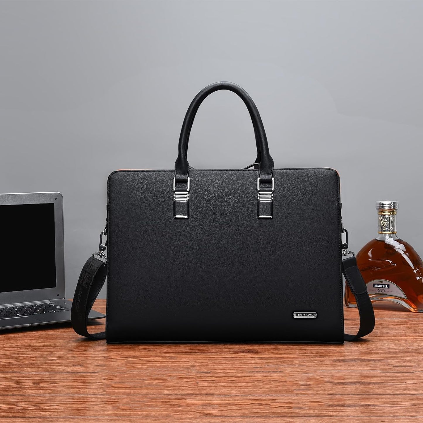 Genuine Leather Multi-Compartment Briefcase for Laptops up to 15.6 Inches