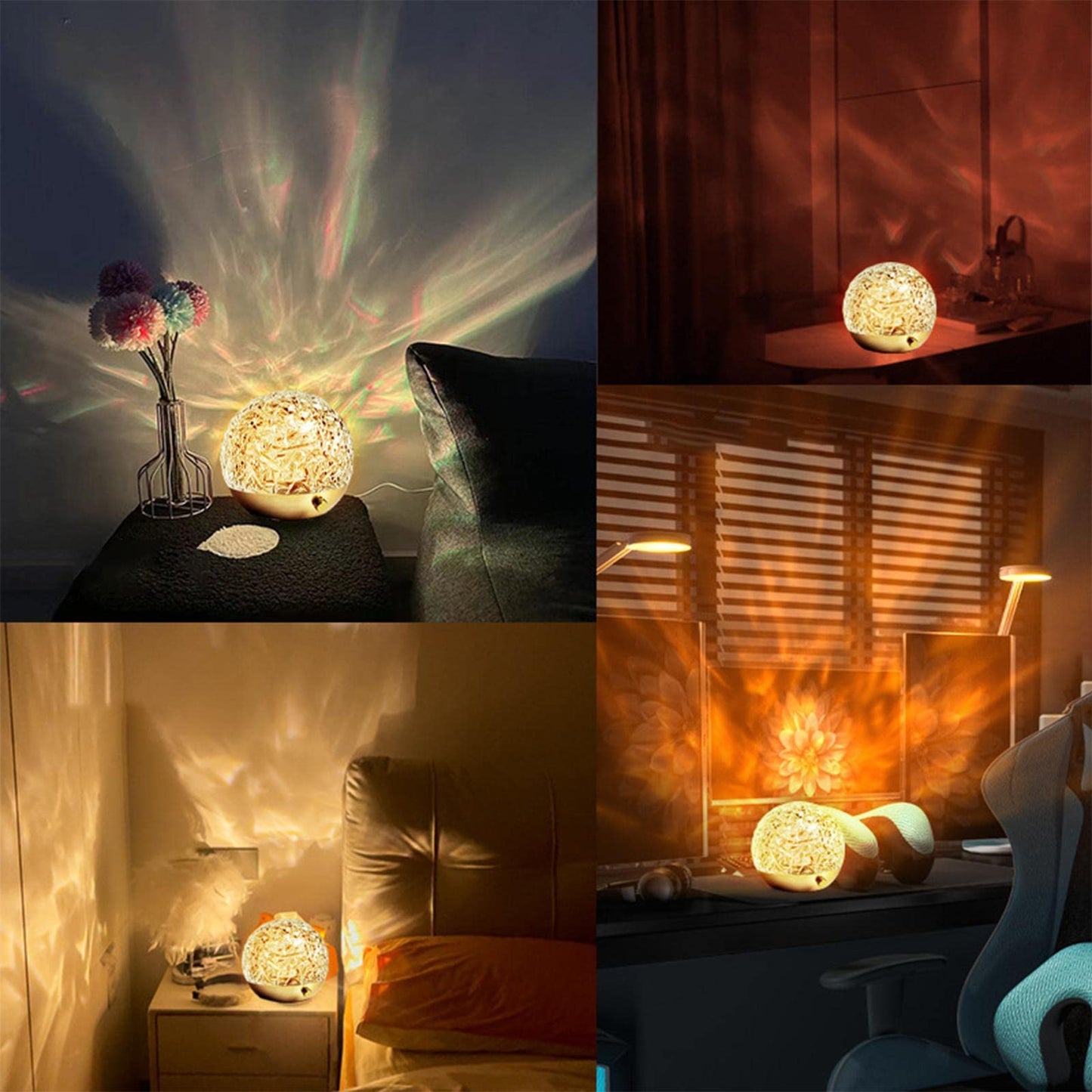 Wave Light Projection Lamp with Dimmable Colors and 360° Rotatable Head