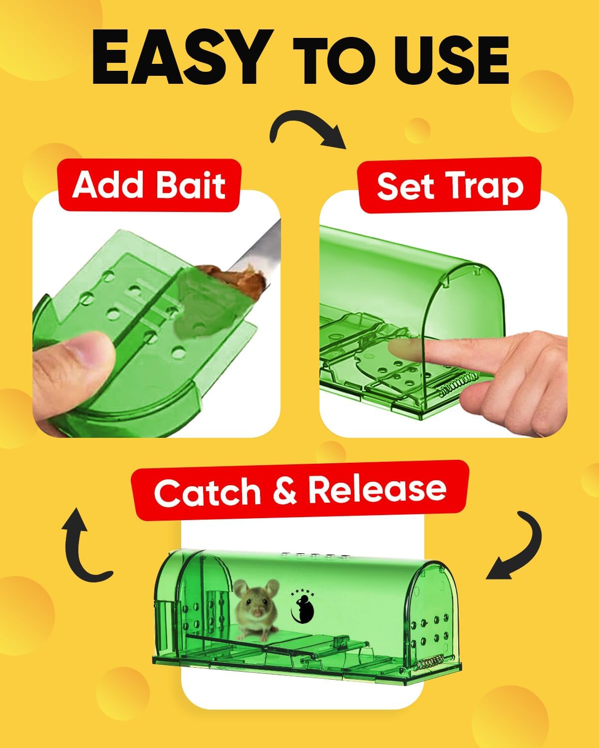 Humane Mouse Trap with No-Touch Release - 4-Pack