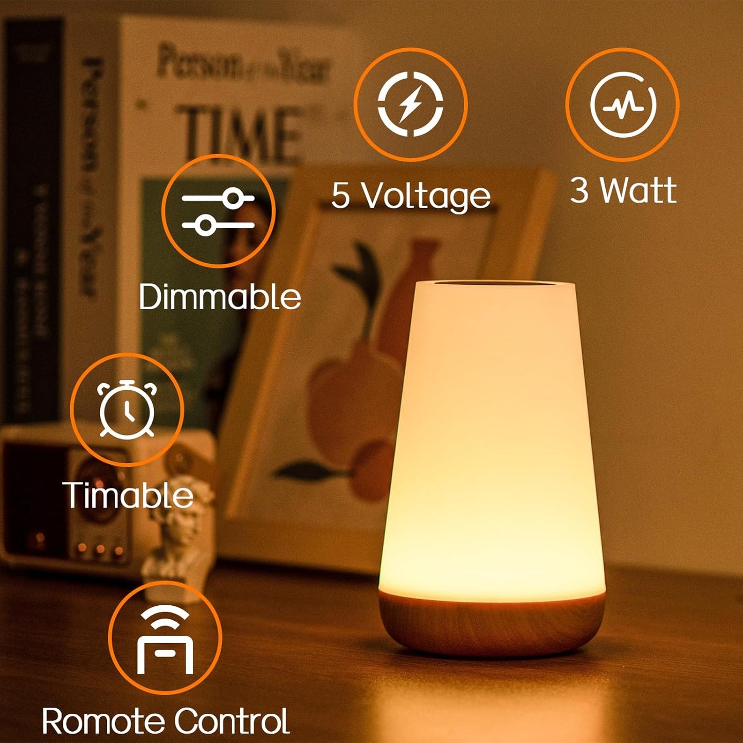 LED Touch Bedside Lamp with 13 RGB Colors and Remote Control