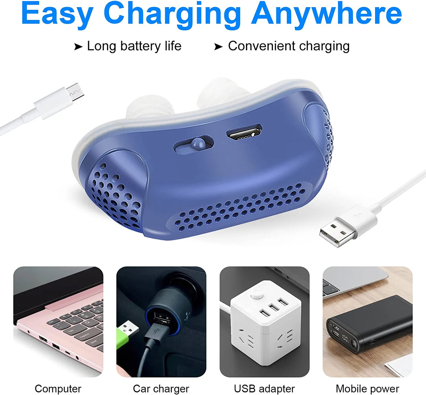 Portable Maskless Micro CPAP Sleep Apnea Device for Travel