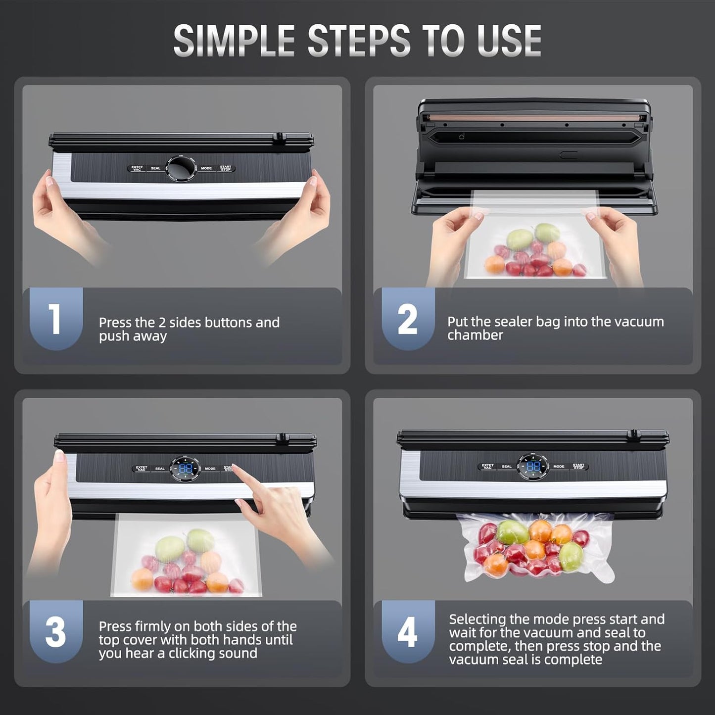 8-in-1 Vacuum Sealer with Built-in Cutter and 15 Bags