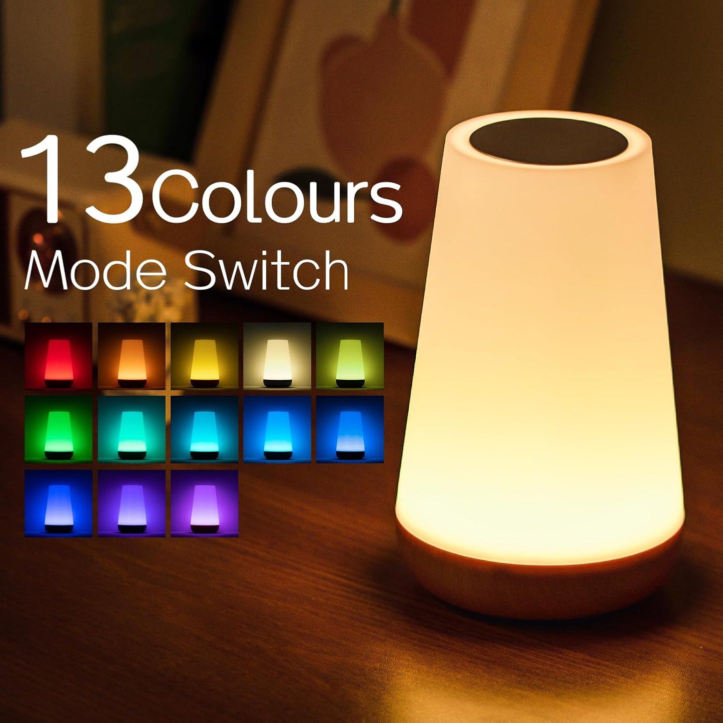 LED Touch Bedside Lamp with 13 RGB Colors and Remote Control