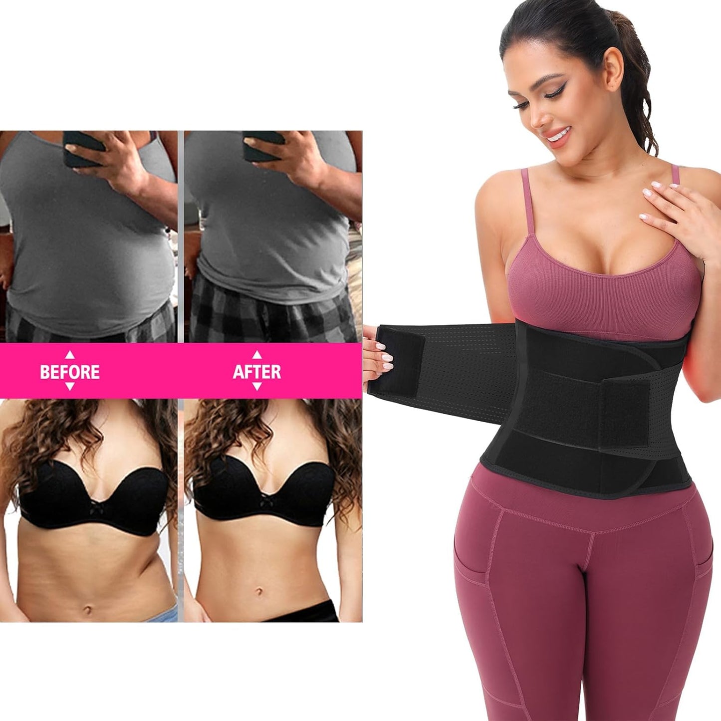 Neoprene Waist Trainer Belt with Lumbar Support for Men and Women
