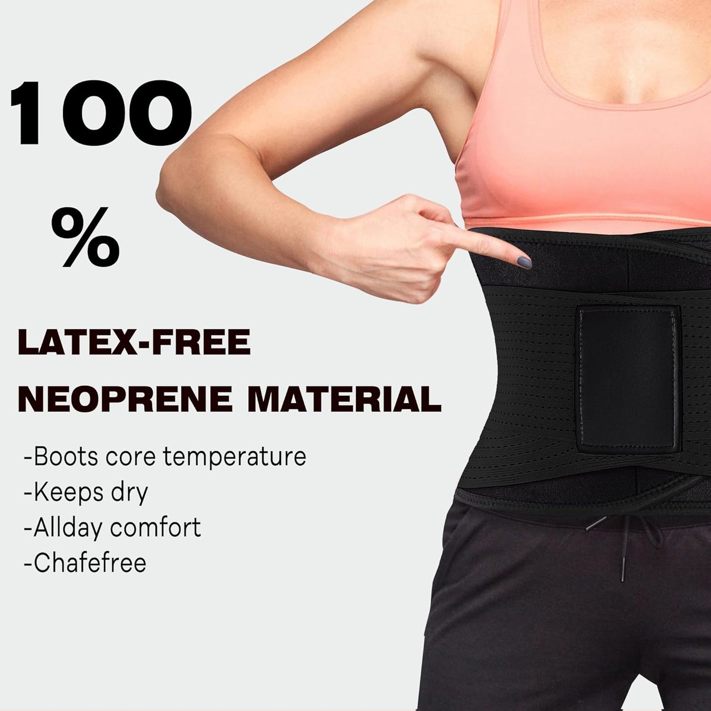 Neoprene Waist Trainer Belt with Lumbar Support for Men and Women