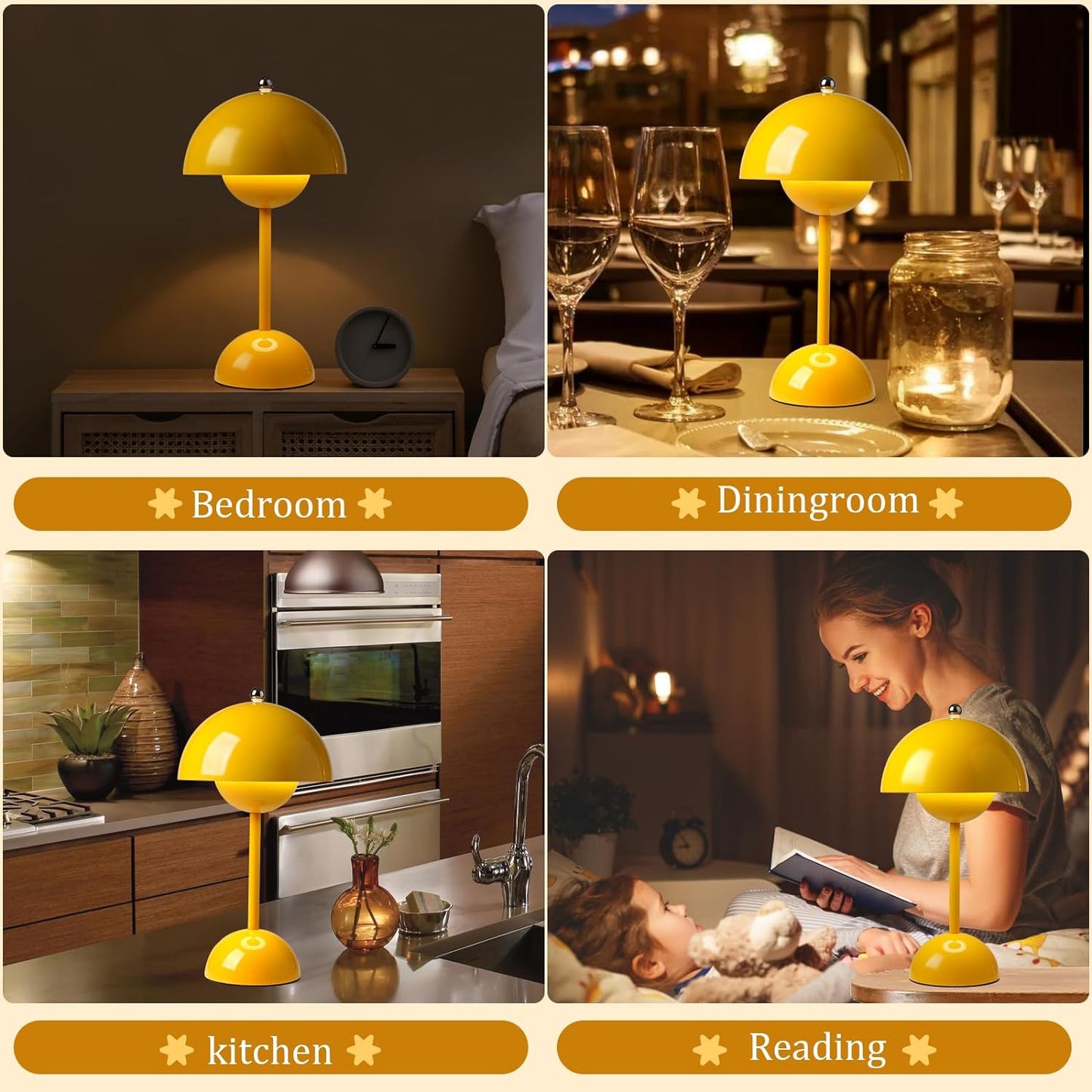Rechargeable Mushroom Table Lamp with Touch Control - Minimalist Design