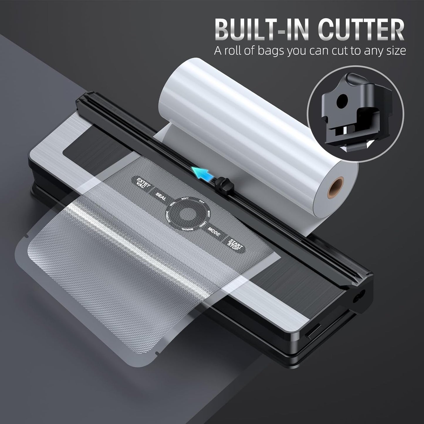 8-in-1 Vacuum Sealer with Built-in Cutter and 15 Bags