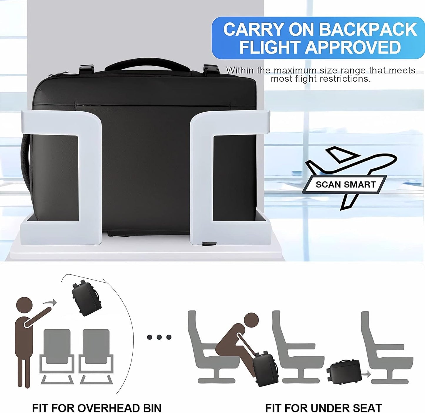 Expandable Waterproof Travel Backpack 26-45L with Laptop Sleeve and Duffle Carry