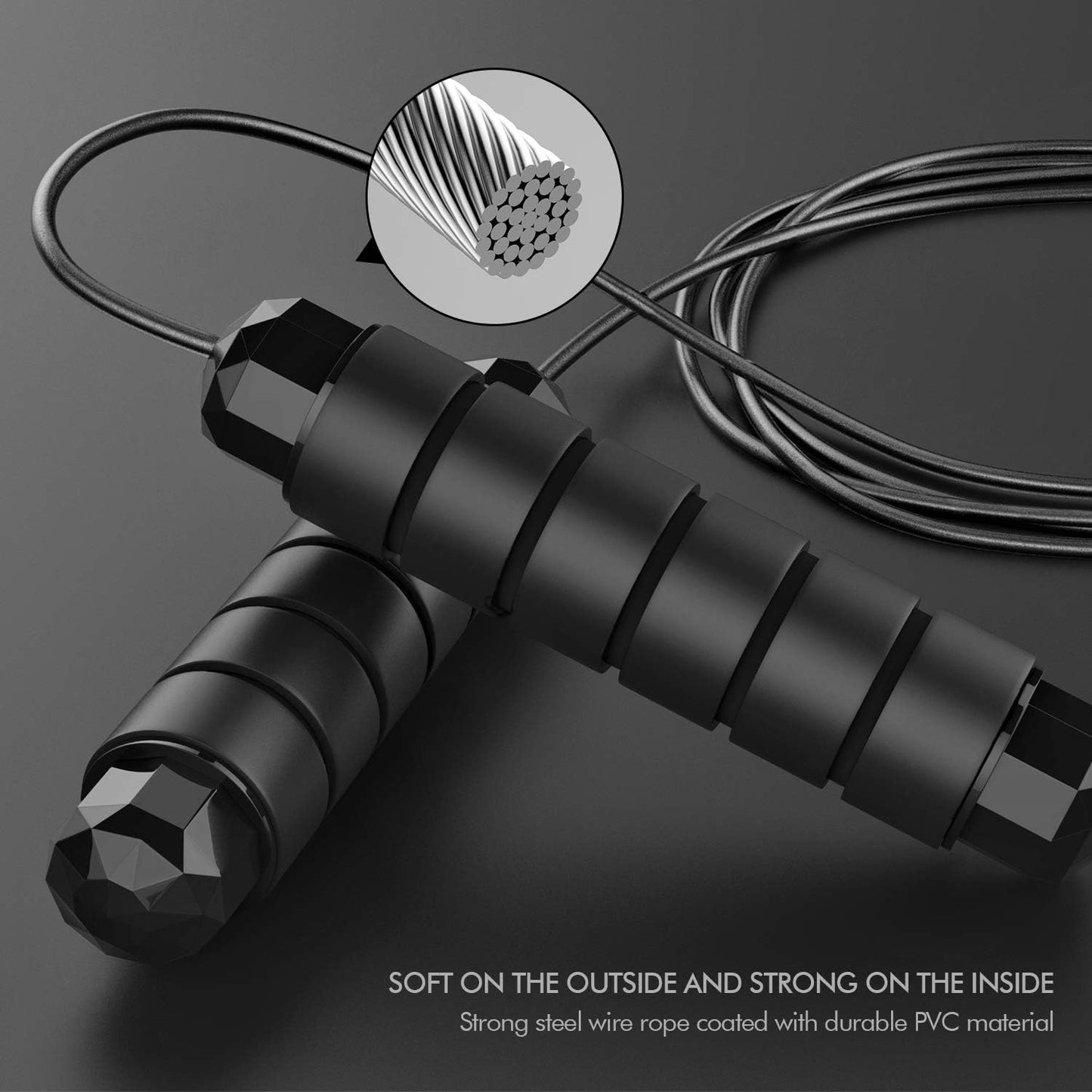 Adjustable Speed Jump Rope with Steel Cable and Foam Handles