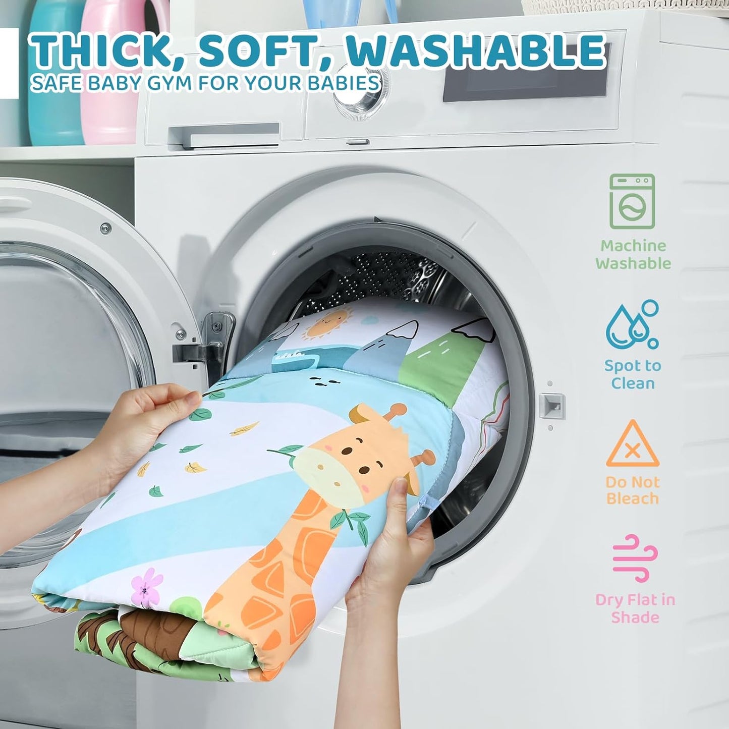 Multifunctional Baby Play Mat with Toy Arches and Detachable Toys