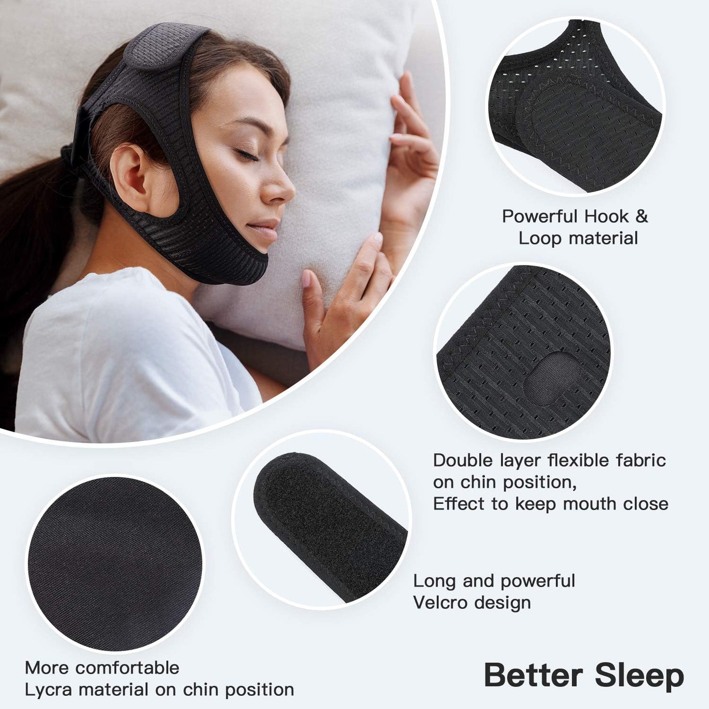 Adjustable Anti-Snoring Chin Strap for Sleep Apnea