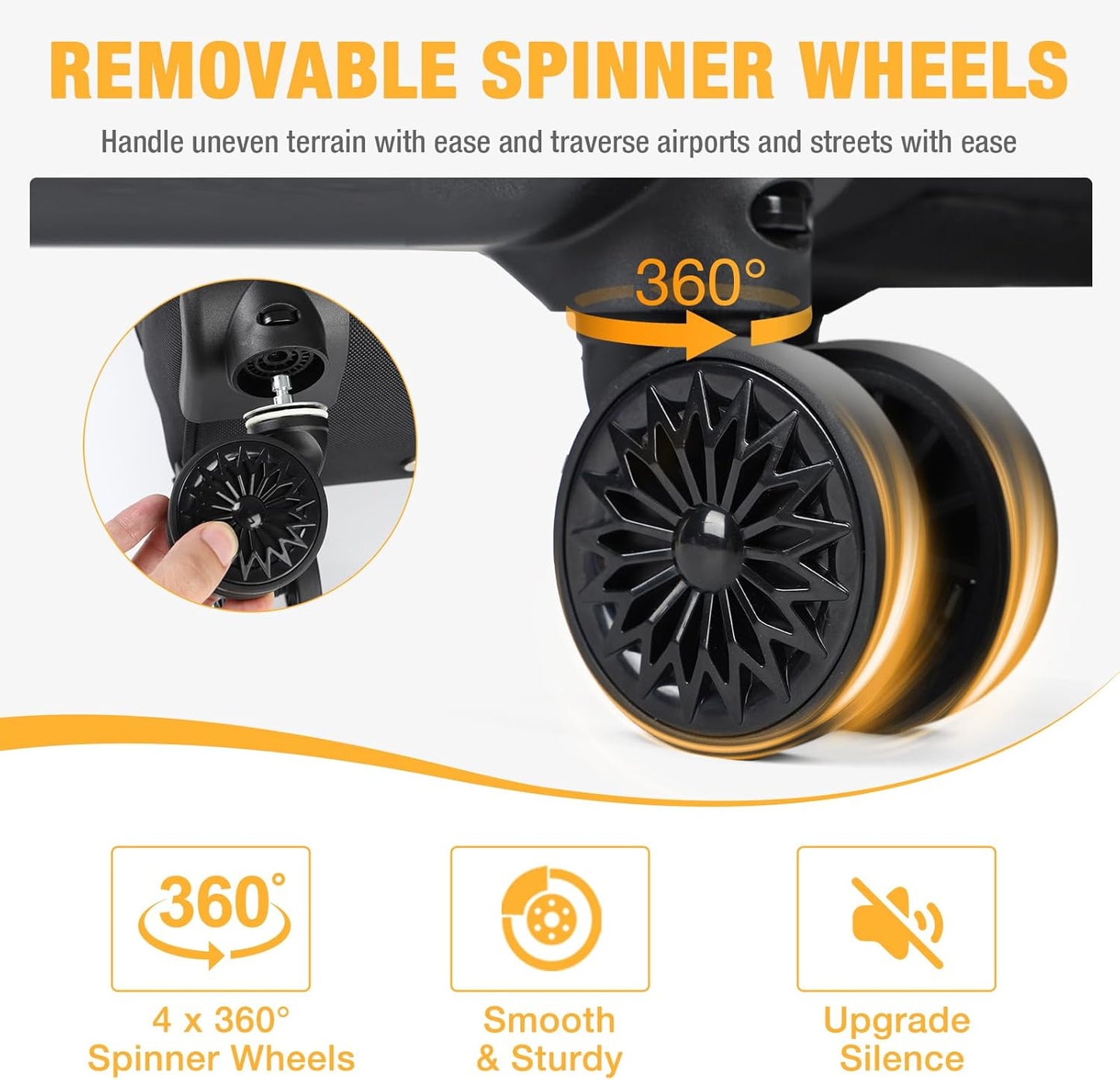 30L Water-Resistant Rolling Laptop Backpack with 4 Spinner Wheels