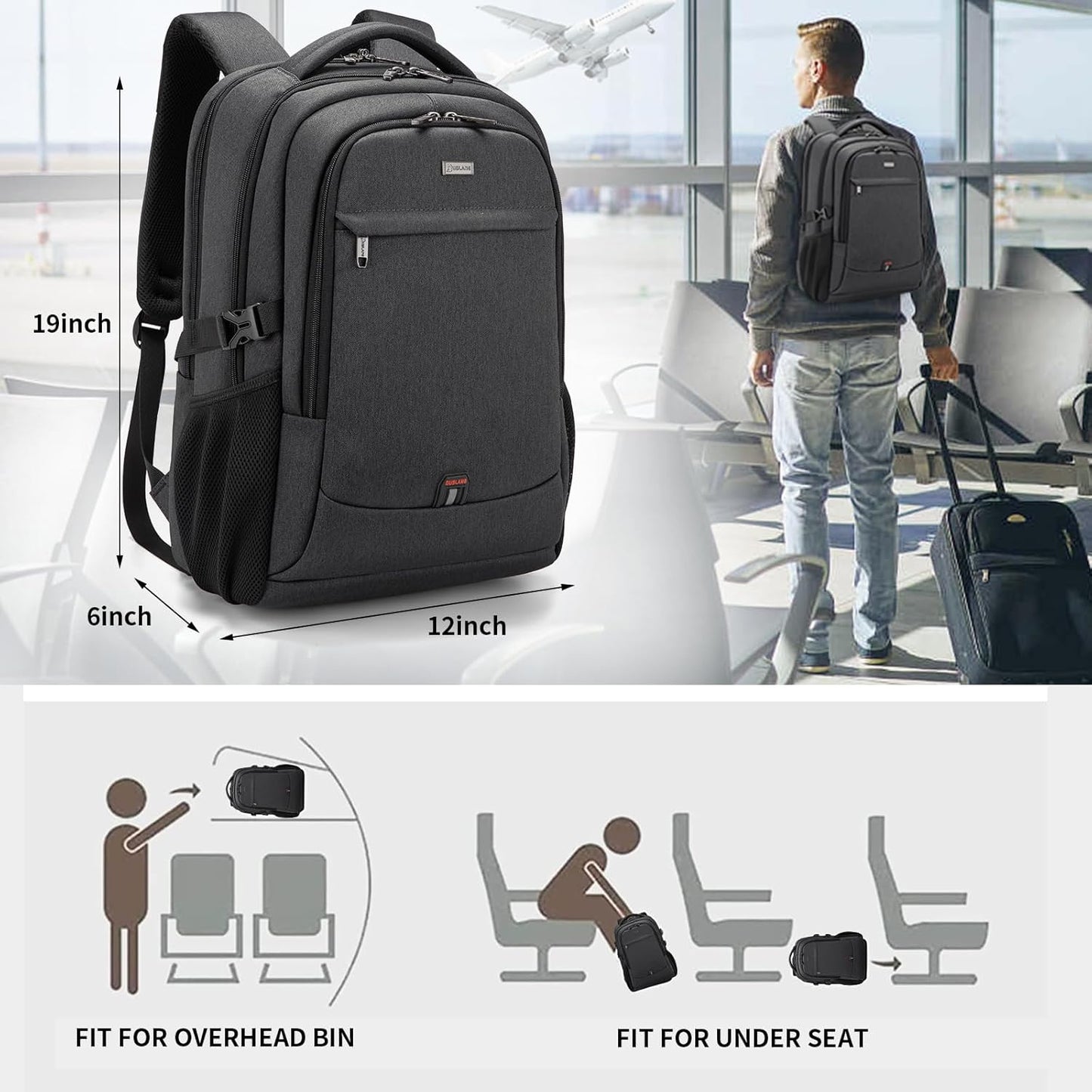 Water-Resistant Laptop Backpack with USB Port and Anti-Theft Design