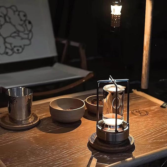Dimmable Vintage Metal Table Lamp with Cordless Design