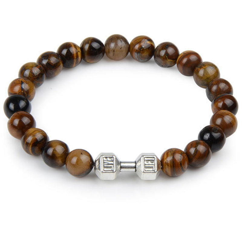 Chakra Dumbbell Bracelet in Black Onyx and Lava Stone