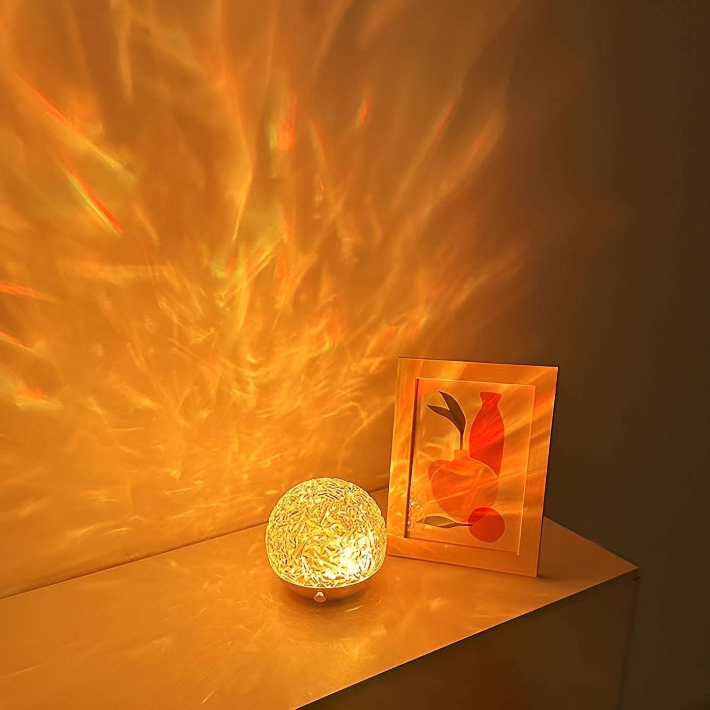 Wave Light Projection Lamp with Dimmable Colors and 360° Rotatable Head