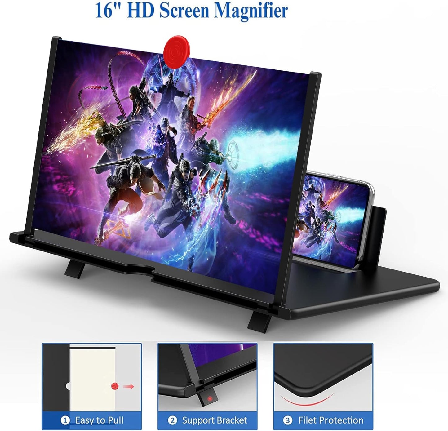 16 Inch Portable Phone Screen Magnifier with HD Zoom and Anti-Slip Design