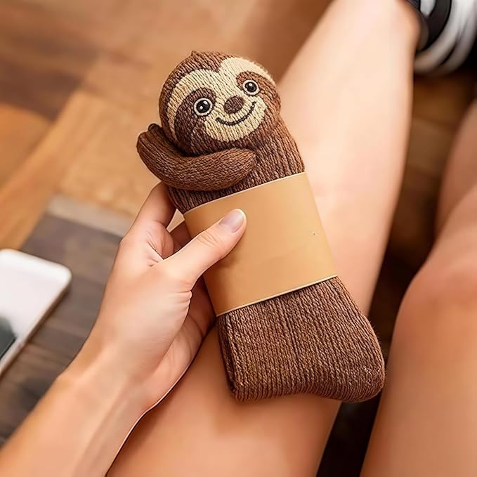 3D Knitted Animal Cuddle Socks in Double-Layer Cotton