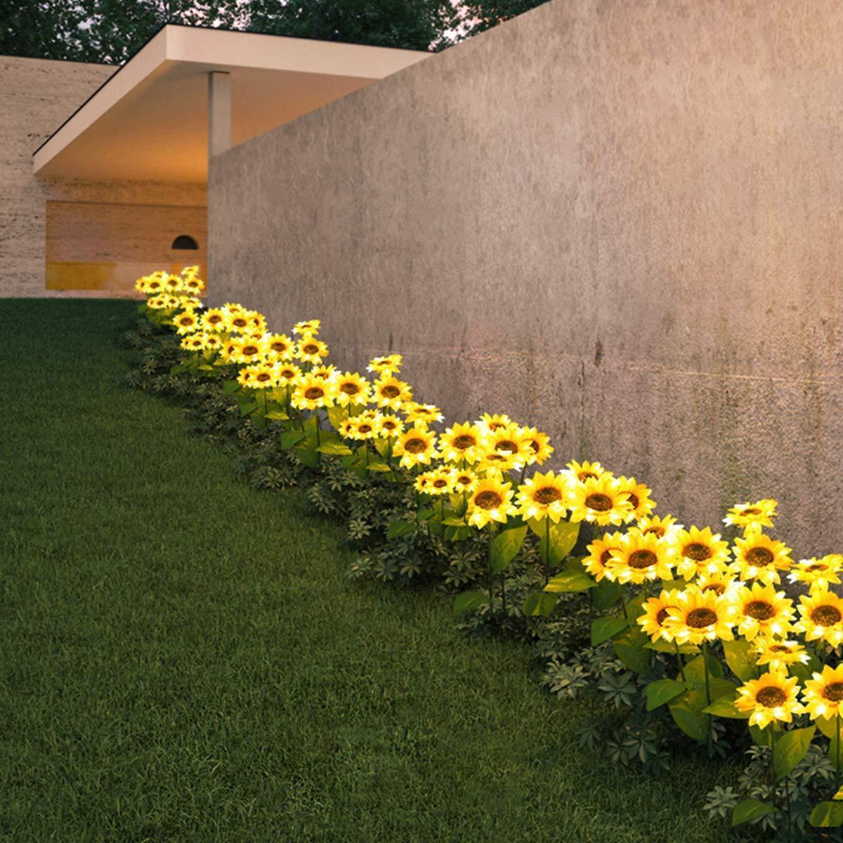 Solar Sunflower Lights, Waterproof Fabric Garden Decor, 2-Piece Set