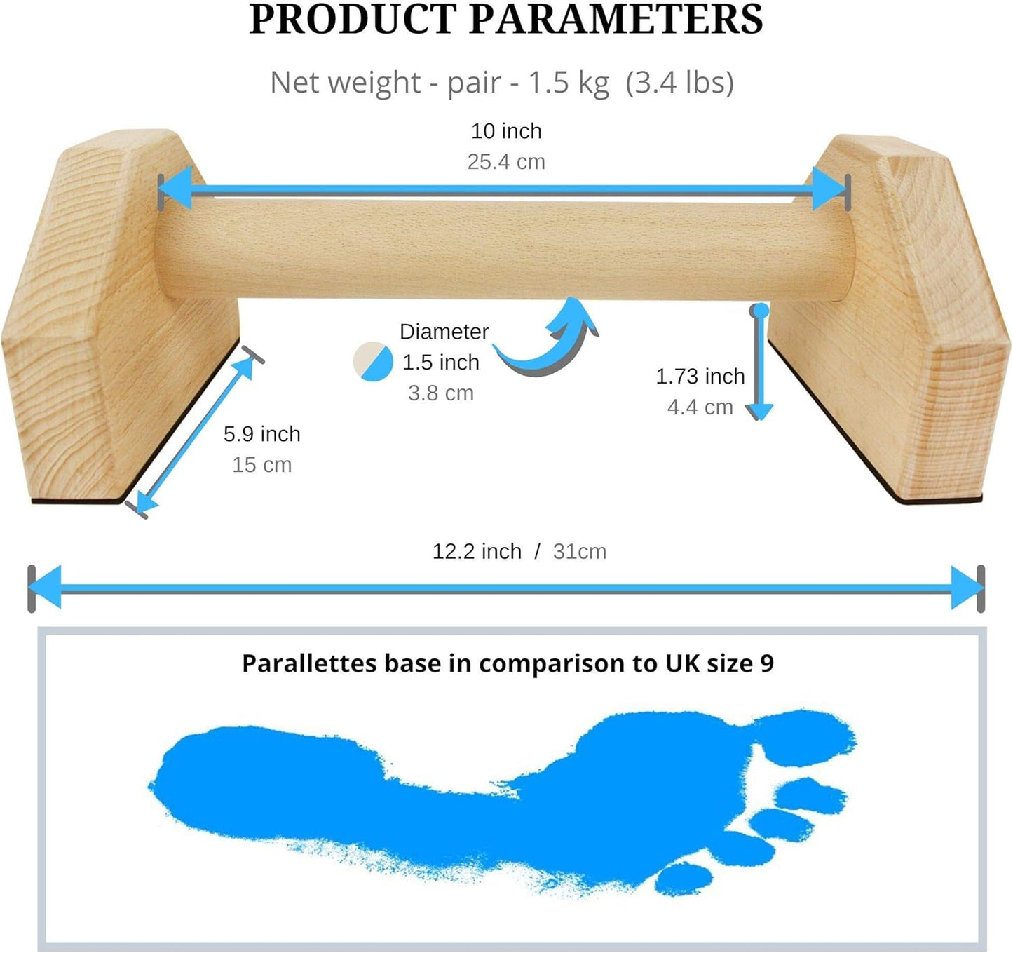 Wooden Push-Up Bars for Calisthenics - Non-Slip Ergonomic Stands