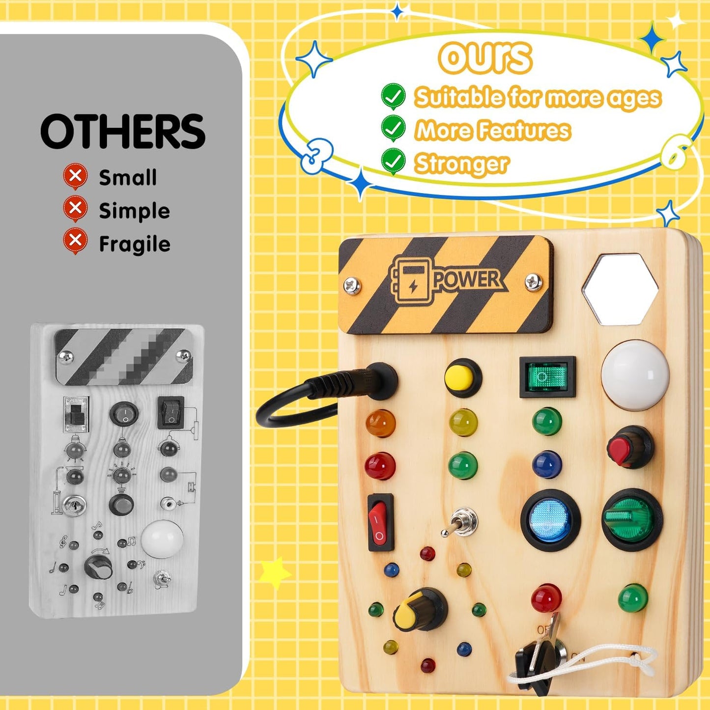 Montessori Toddler Pinboard with 27 LED Lights - Educational Toy for Ages 1-6