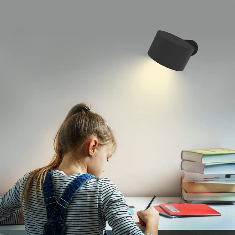Rechargeable LED Wall Lamp with Touch Control, 3 Color Temperatures, 360° Rotatable Magnetic Ball