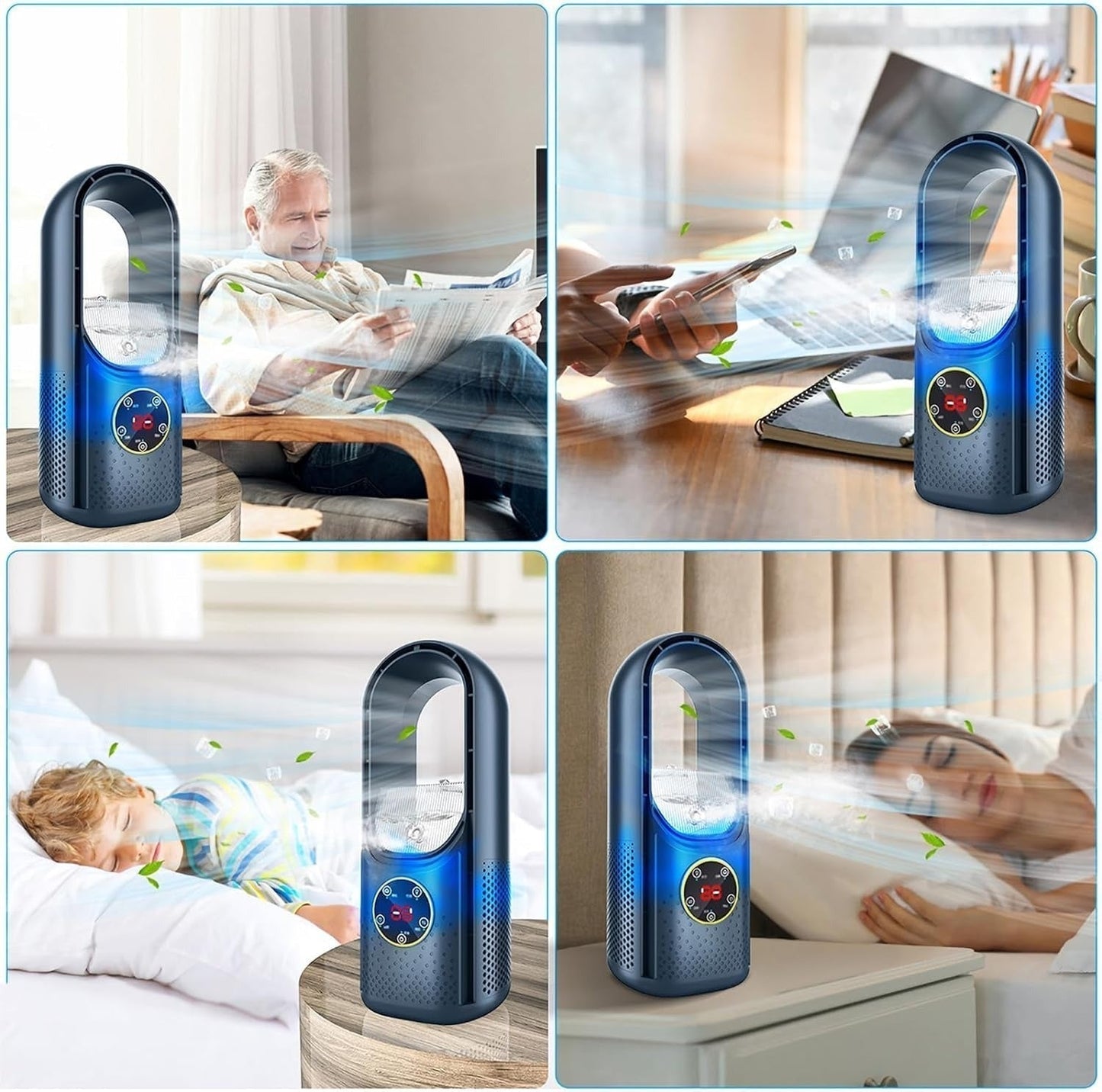 Silent Bladeless Portable Air Conditioner: Ergonomic Design for Home and Office Use