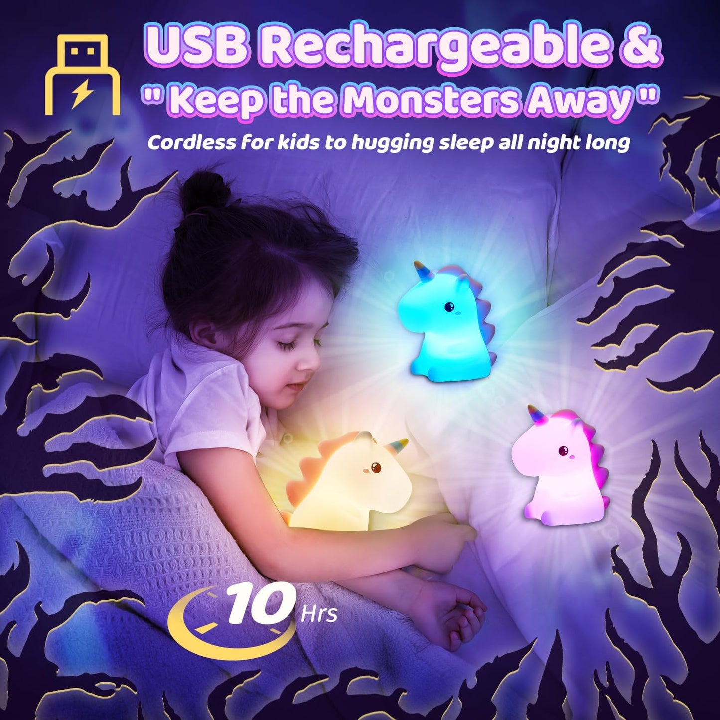 Unicorn Night Lamp with Adjustable Brightness and Gentle Light